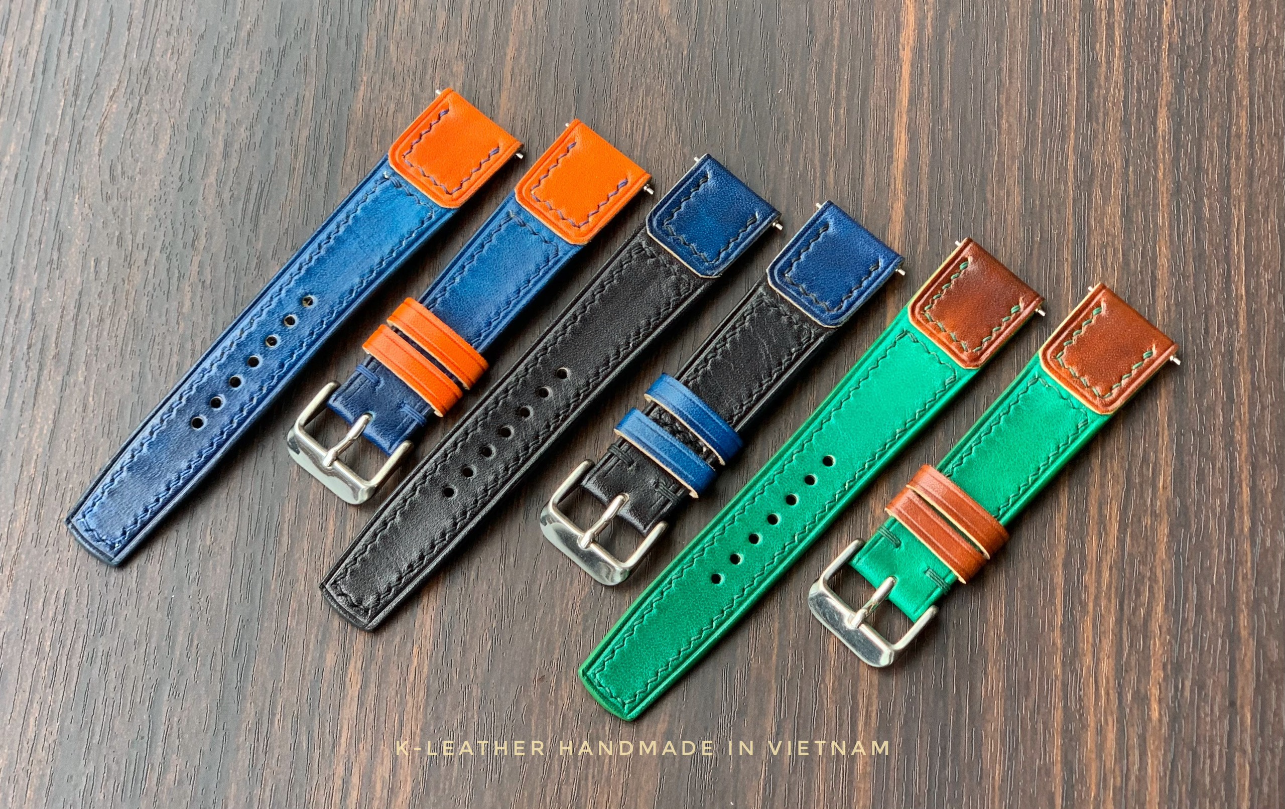 Handmade JLC leather watch strap bespoke and customize mix colors