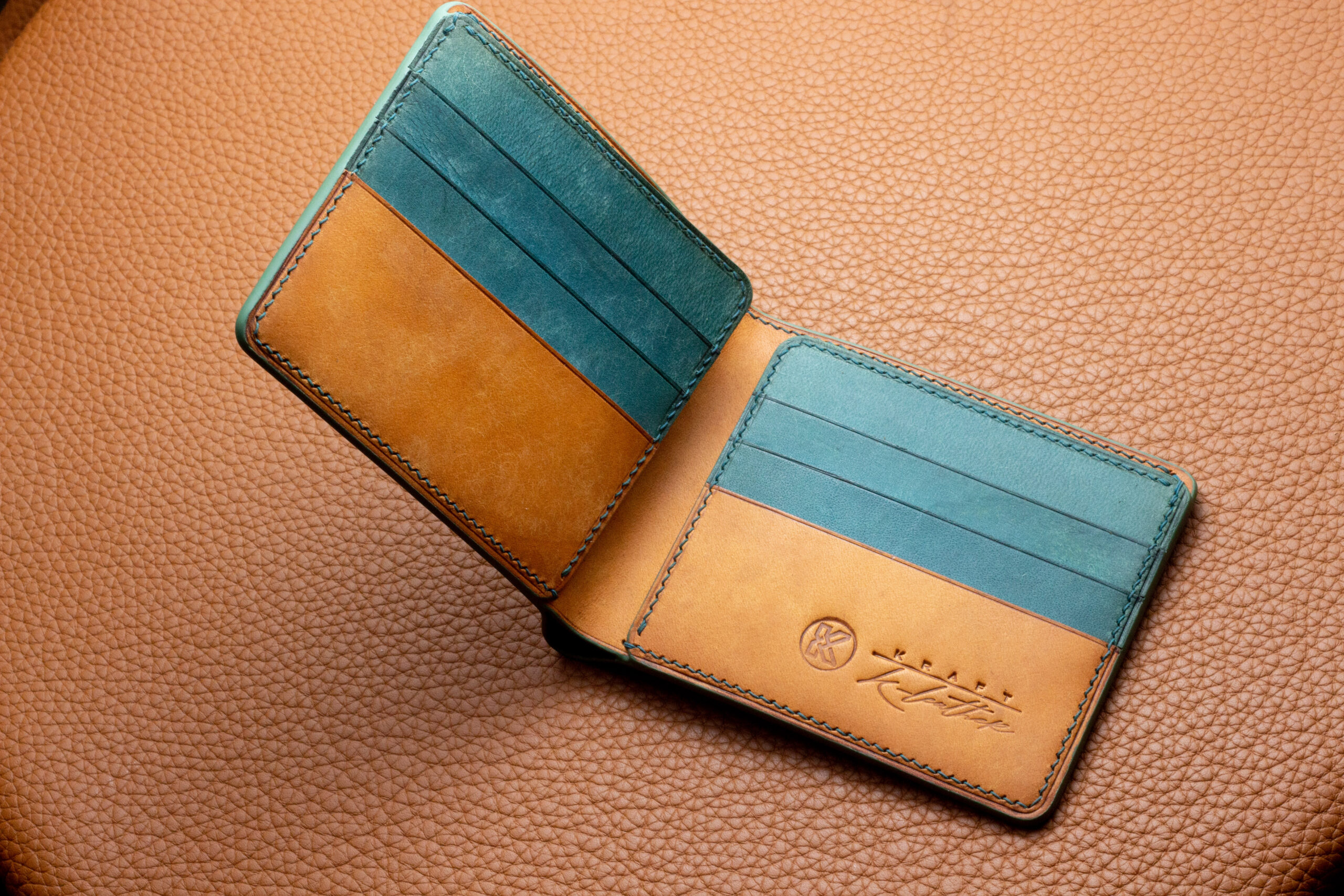 Handmade Turquoise & Brown Leather Wallet authentic